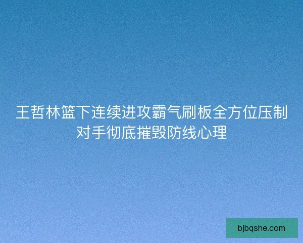 王哲林篮下连续进攻霸气刷板全方位压制对手彻底摧毁防线心理
