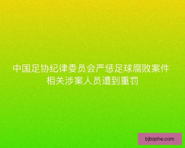中国足协纪律委员会严惩足球腐败案件 相关涉案人员遭到重罚