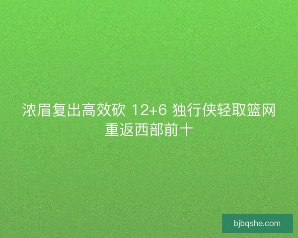 浓眉复出高效砍 12+6 独行侠轻取篮网重返西部前十