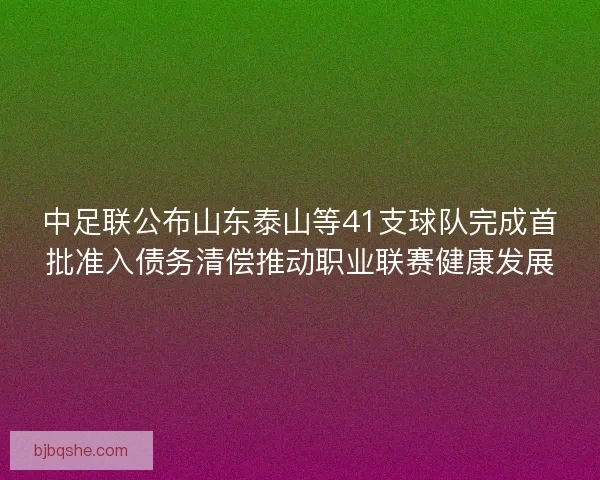 中足联公布山东泰山等41支球队完成首批准入债务清偿推动职业联赛健康发展