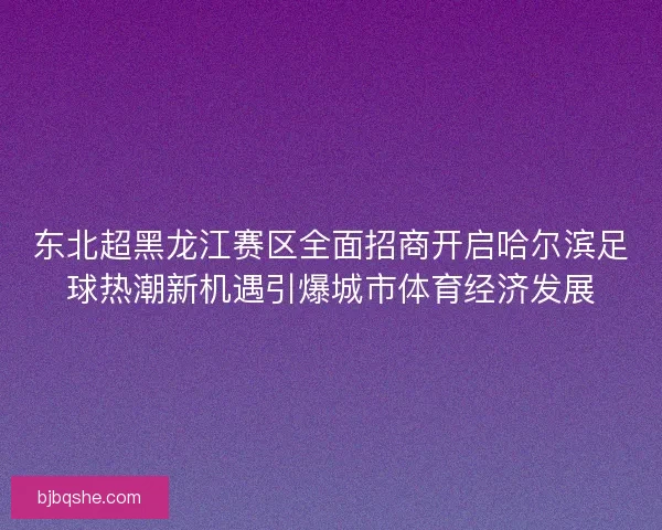 东北超黑龙江赛区全面招商开启哈尔滨足球热潮新机遇引爆城市体育经济发展